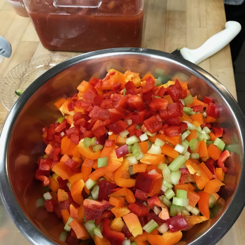 Feed the Community, chopped peppers and celery look so beautiful