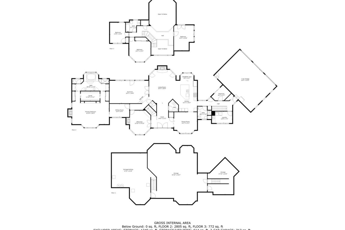 11324 Cedar Lane, floor plans of all three floors