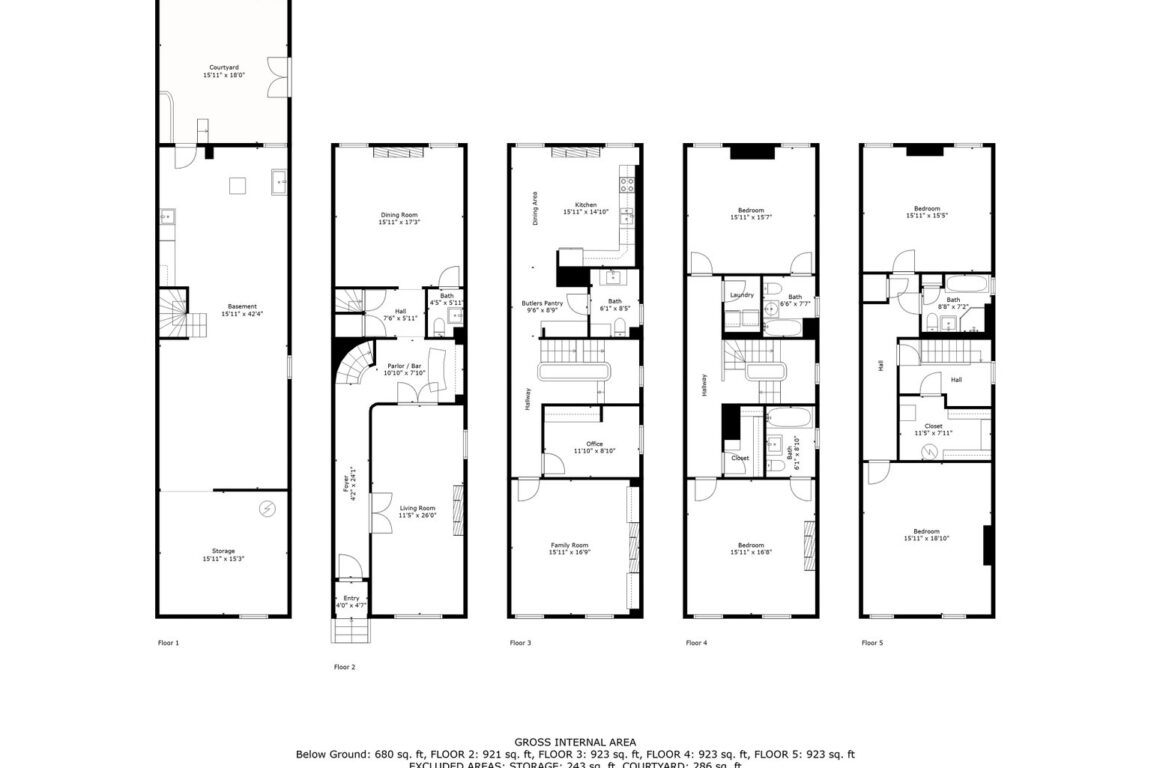 15 W Chase St, full floor plan showing all levels.