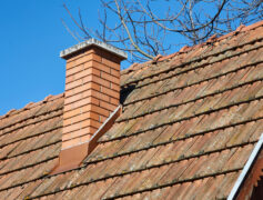 A roof and chimney.